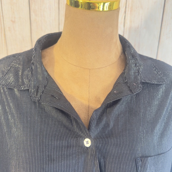 GAP - The Big Shirt- Oversized Tunic, Black & Silver Stripes- Women’s XL - Picture 4 of 10